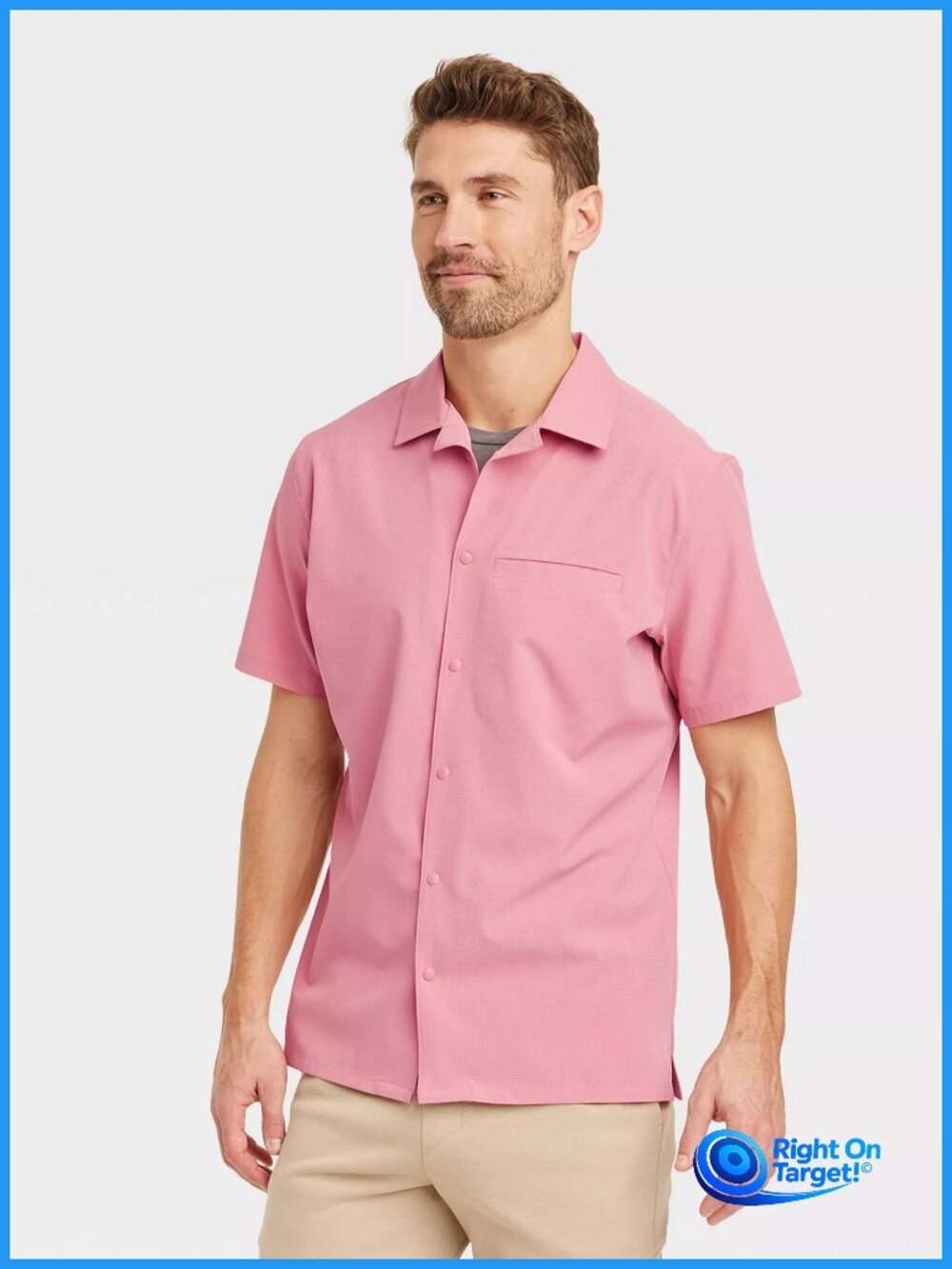 Large - Mens Everyday Woven Shirt - All In Motion - Rose